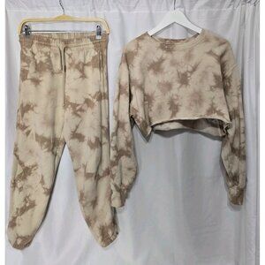 Tna Cozy Aritzia Fleece Sweatpants And Cropped Sweater Set Tie Dye size XS/1